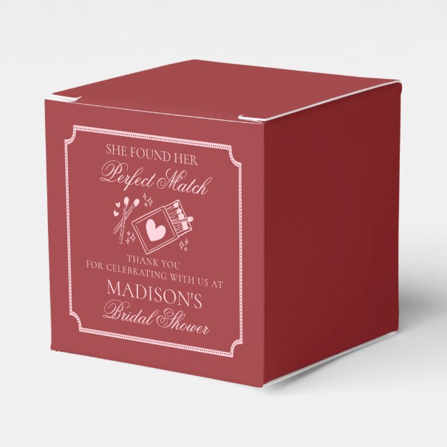 Perfect Match Matchbox Bridal Shower Dessert Favor Box (Front Side)