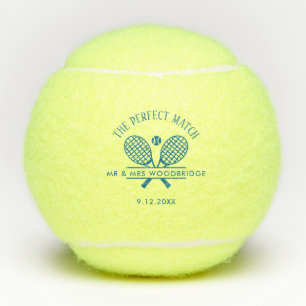 Perfect Match Modern Newlyweds Wedding Favour Tennis Balls