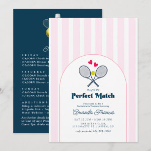 Perfect Match Preppy Tennis Bachelorette Weekend Invitation