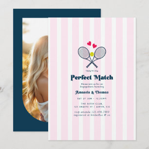 Perfect Match Preppy Tennis Engagement Party Photo Invitation