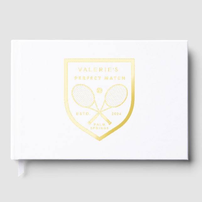 Perfect Match Tennis Bachelorette Photo Guest Book (Front)