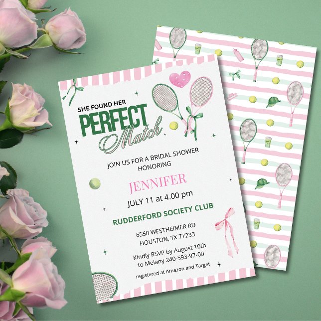 Perfect Match Tennis Bridal Shower Invitation  (Creator Uploaded)