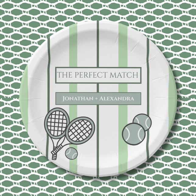 Perfect Match Tennis Couples Bridal Shower Paper Plate (Creator Uploaded)