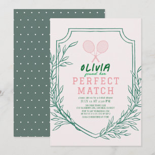 Perfect Match Tennis Retro Pink Bridal Shower Invitation