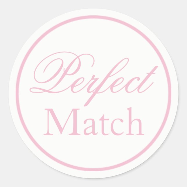 "Perfect Match" Wedding Sticker Blush Pink (Front)
