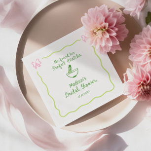 Perfect Matcha Hand Drawn Bridal Shower Welcome Napkin