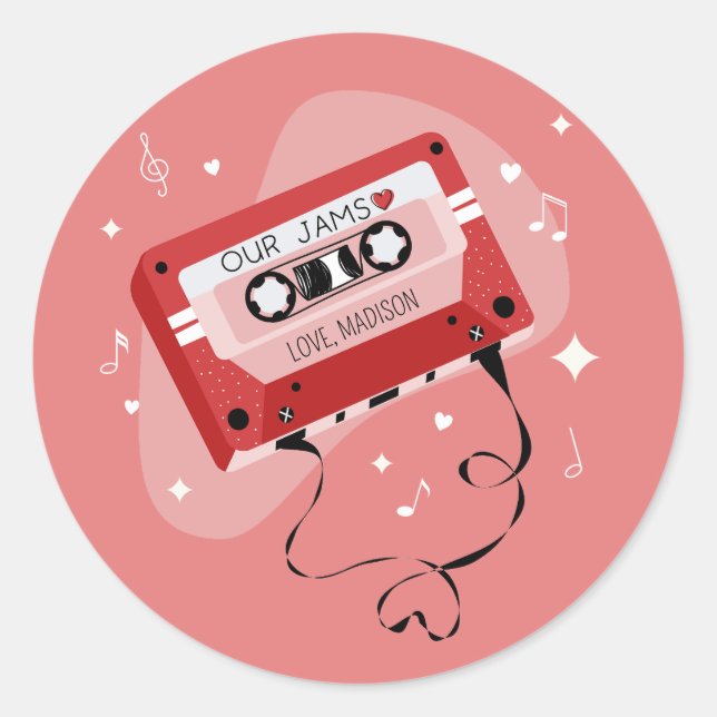 Perfect Mixtape Valentine  Classic Round Sticker (Front)