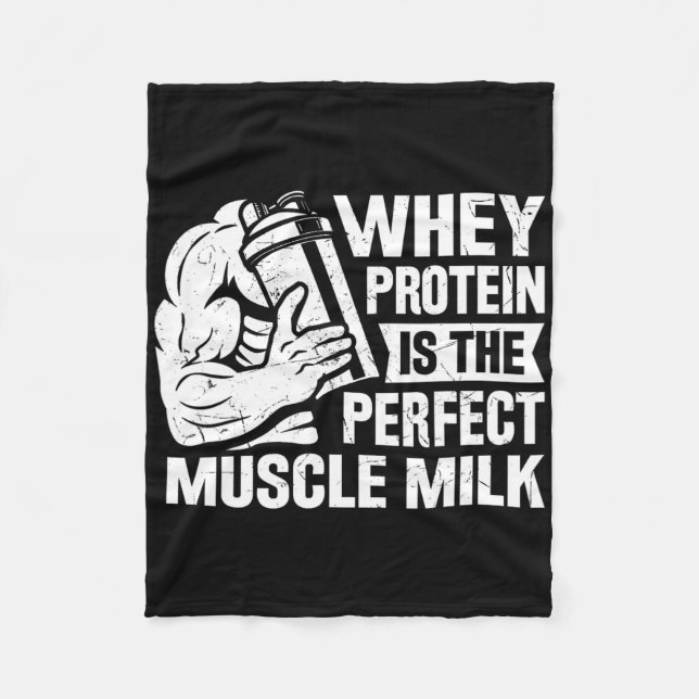 Perfect Muscle Milk Funny Protein Lover Quote Body Fleece Blanket (Front)