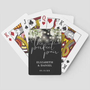 Perfect Pair Greenery String Lights Wedding Playing Cards