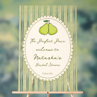 Perfect pair pear bridal shower welcome sign