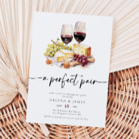 Perfect Pair Watercolor Wine Cheese Engagement