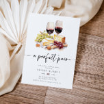 Perfect Pair Watercolor Wine Cheese Wedding Shower Invitation<br><div class="desc">Get ready to uncork the joy and savour the sweetness of your upcoming engagement bash with our delightful Perfect Pair Watercolor Wine Cheese Invitation! This invitation isn't just an announcement; it's a flavorful adventure waiting to unfold. Picture this: whimsical watercolor illustrations of wine glasses clinking and delectable cheese pairings dancing...</div>