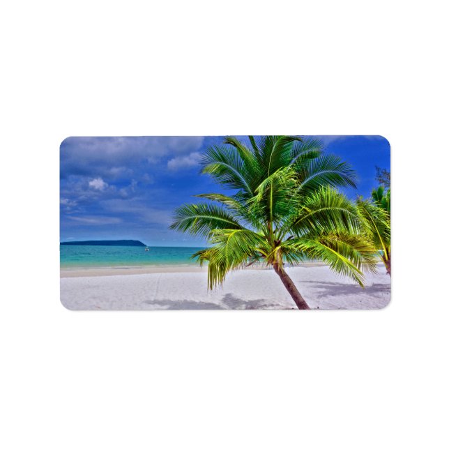 Perfect Palm Tree Tropical Island Beach Label (Front)