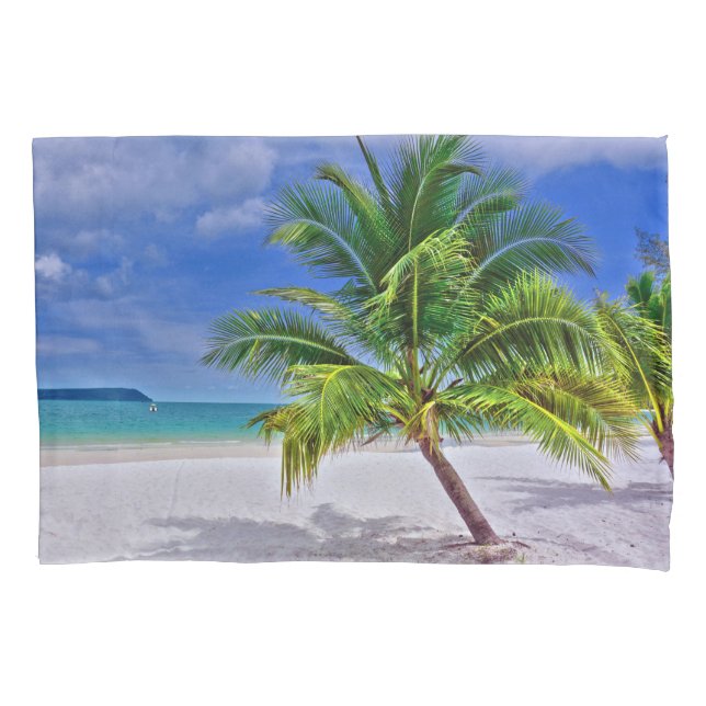 Perfect Palm Tree Tropical Island Beach Pillowcase (Front)