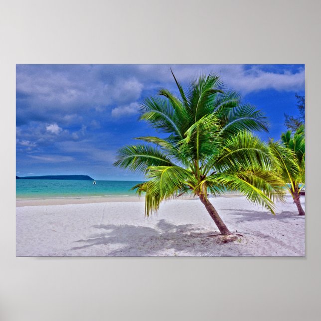 Perfect Palm Tree Tropical Island Beach Poster (Front)