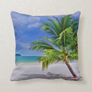 Perfect Palm Tree Tropical Island Beach Throw Pillow