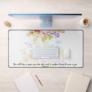 Perfect peace floral scripture desk mat