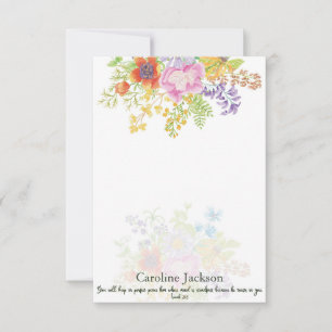 Perfect peace watercolor floral personalized card