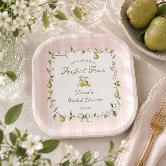 Perfect Pear Bridal Shower Paper Plates (Creator Uploaded)