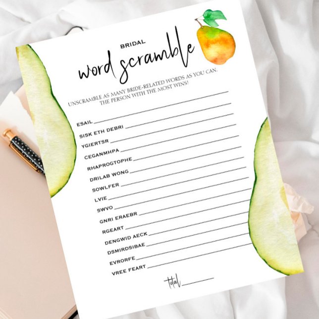 Perfect Pear - Bridal Word Scramble Game (Creator Uploaded)