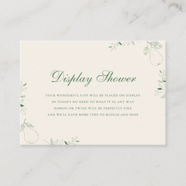 Perfect Pear Display Shower Bridal Shower Enclosure Card (Front)