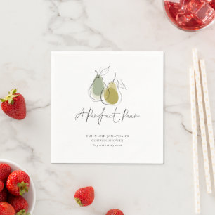 Perfect Pear Doodle Sage Couples Shower Napkin