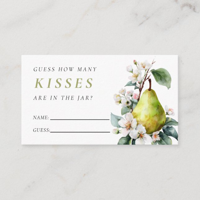 Perfect Pear How Many Kisses Bridal Shower Enclosure Card (Front)
