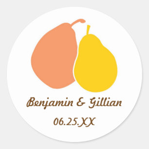 Perfect pear orange wedding favour name tag label