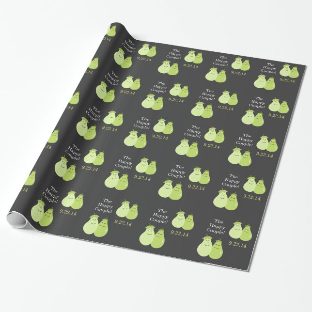 Perfect Pear / Pair Wedding Wrapping Paper (Unrolled)