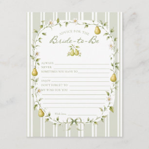 Perfect Pear Sage Green Bridal Shower Advice Card