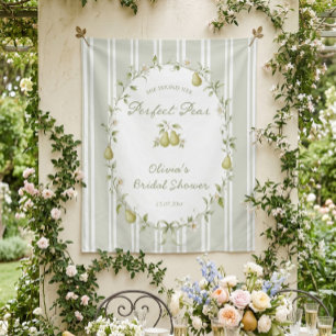 Perfect Pear Sage Green Bridal Shower Backdrop Tapestry