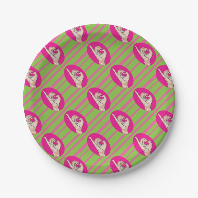 Perfect Pink and Green Forever Paper Plate (Front)