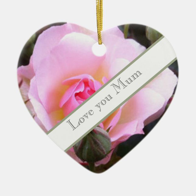 Perfect pink English Rose   Ceramic Ornament (Front)