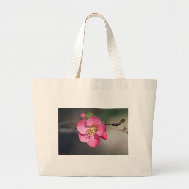 Perfect Pink Flowering Quince Large Tote Bag (Front)
