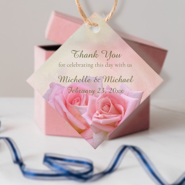 Perfect Pink Roses Wedding Favour Tags (Creator Uploaded)