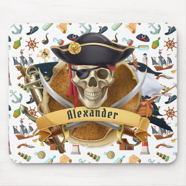 Perfect Pirate Pattern PERSONALIZE  Mouse Pad (Front)