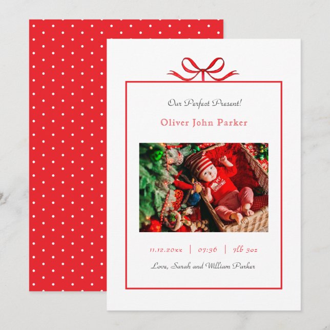 Perfect present Christmas Holiday Birth  Announcement (Front/Back)