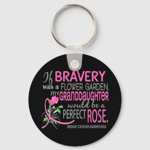 Perfect Rose 2 Granddaughter Breast Cancer Keychain