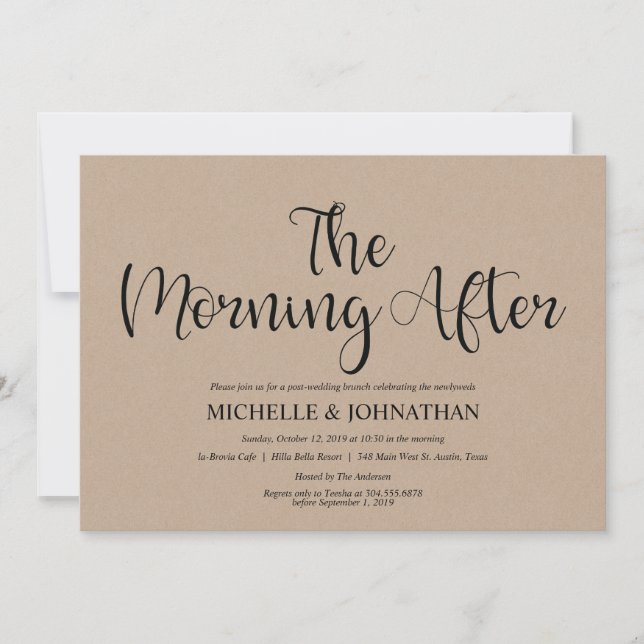 Perfect Rustic Kraft Post Wedding Brunch Invites (Front)