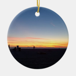 Perfect Sunset in Huntington Beach, California Ceramic Ornament
