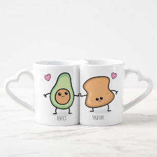 Perfect Together Kawaii Avo on Toast Couples Coffee Mug Set
