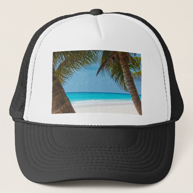Perfect Tropical Paradise Beach Trucker Hat (Front)