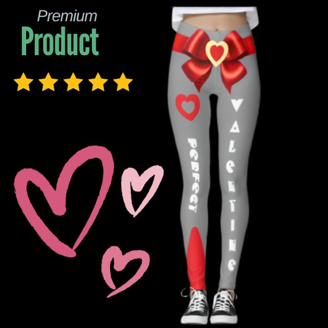 Perfect Valentine Gift Bow & Heart Custom Text  Leggings (Creator Uploaded)