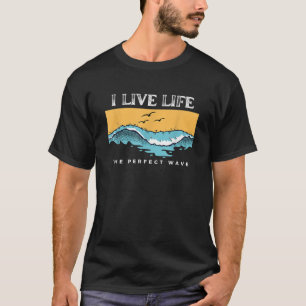 Perfect Wave Vibe Golden Sky Seagulls Tropical Tre T-Shirt