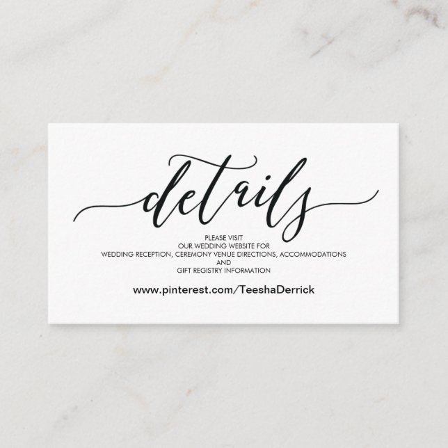 Perfect Wedding Website Details Enclosure Card (Front)