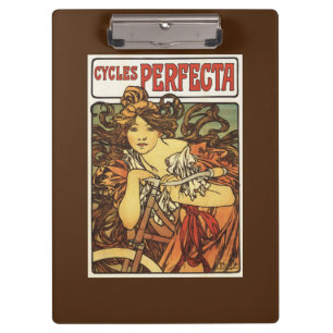 Perfecta Bicycles with Woman Advertisement Poste Clipboard