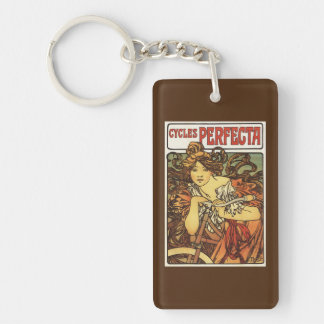 Perfecta Bicycles with Woman Advertisement Poste Keychain