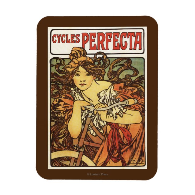 Perfecta Bicycles with Woman Advertisement Poste Magnet (Vertical)