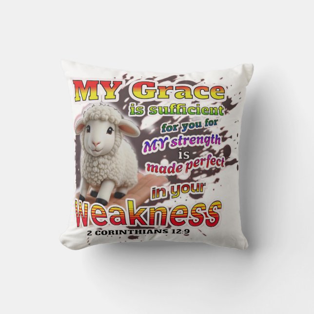 Perfected in weakness throw pillow (Front)
