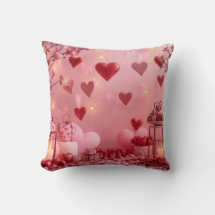 Perfectly Beautiful Hearts on a Valentines Day  Throw Pillow